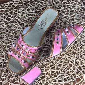 Velvet Beaded Sandals